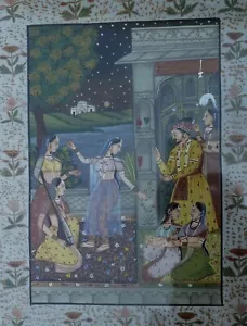 Miniature Mughal Style Indian Sikh Hindu Traditional Art Hand Painting on Silk - Picture 1 of 8