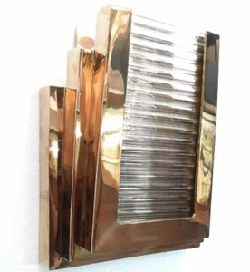 Vintage Art Deco Copper & Glass Rod Skyscraper Wall Sconce Lamp - Rare Find - Picture 1 of 7