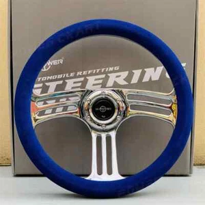 350mm 14 Inch Car Steering Wheel Suede Leather Drift Racing Game Steering Wheel - Picture 1 of 12