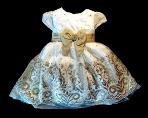 Seltene Ausgaben Baby Mädchen weiß & gold formelles Kleid für Hochzeiten, Partys 18 M - Bild 1 von 6