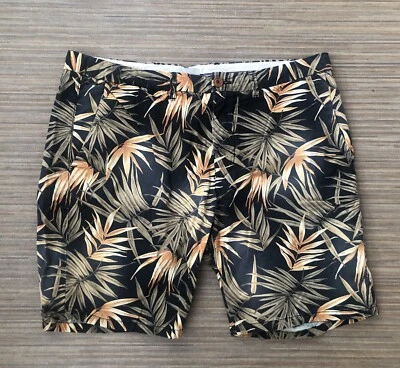 Pantalones Cortos Cool Scotch & Soda RARO Tropical Floral Negro y Tostado Estampado de Hojas de Helecho 36 L Foto 1 de 4