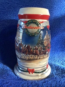 Anheuser Busch vintage 2001, Budweiser Holiday Stein, nuovo con scatola - Foto 1 di 11