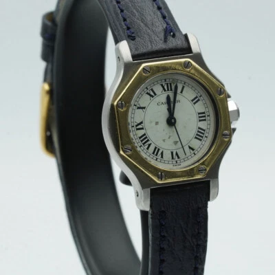 CARTIER SANTOS RONDE AUTOMATIK DAMEN UHR 24MM STAHL/GOLD VINTAGE SCHÖN 5 - Bild 1 von 4