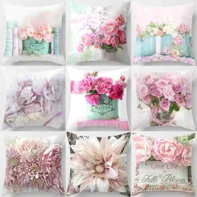 Flower Pattern Decorative Sofa Cushion Cover Pillow Pillowcase Throw Pillows - Image 1 of 4