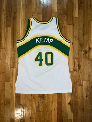 SHAWN KEMP Champion Seattle Supersonics Authentic White Jersey 48 Perkins Payton - Image 1 of 4