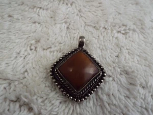 Silvertone Brown Stone Loose Pendant - Picture 1 of 2