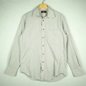 Marks & Spencer Twill Shirt White Muticolor Tattersall Plaid Mens Size 15 EU 38 - Picture 1 of 10