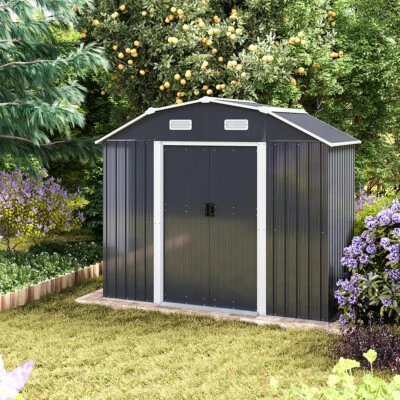 7.5X4FT Metal Garden Shed Curve Roof With FREE Foundation Base Storage House New - Image 1 of 4