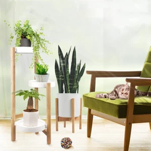 Premium Bamboo Plant Stand Indoor Tall Corner Holder for Large Flower Pot Rack - Picture 1 of 25