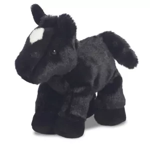 AURORA PLUSH MINI FLOPSIE BEAU BLACK HORSE 13297 CUDDLY SOFT TOY PONY TEDDY - Picture 1 of 4