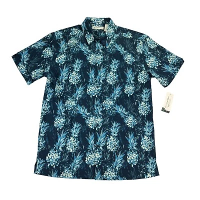 Cubavera Mens Moisture Wicking Stretch Pineapple Button Down Shirt Blue S - Image 1 of 4