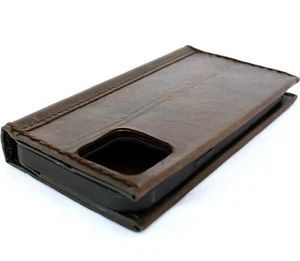 Funda de cuero genuina de grano completo para Apple iPhone 11 Pro Max billetera cubierta libro Au - Imagen 1 de 10