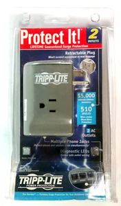TRIPP LITE TRAVELER 2 Outlets 510 Joules Direct Plug-in Surge Suppressor PS5503M - Zdjęcie 1 z 6