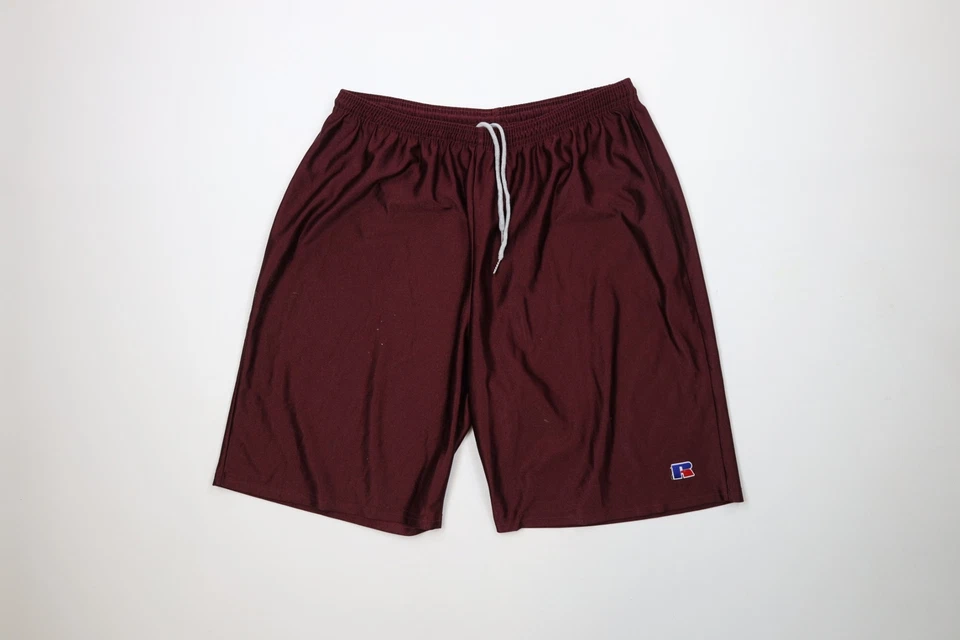 Pantalones Cortos de Gimnasio Russell Atléticos Para Hombres 2XL Envejecidos Sedosos Poliéster Granate Años 90 De Colección Foto 1 de 4