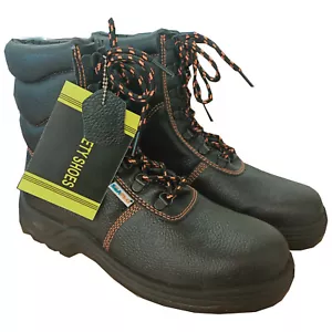 Botas de trabajo de seguridad con puntera de acero de cuero dividido con suela de PU aparejo constructor jardín - Imagen 1 de 1