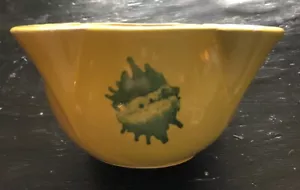 Vintage Volkskunst gelb grün glasiert Spritz Keramik Mörser oder Aschenbecher MCM - Bild 1 von 3