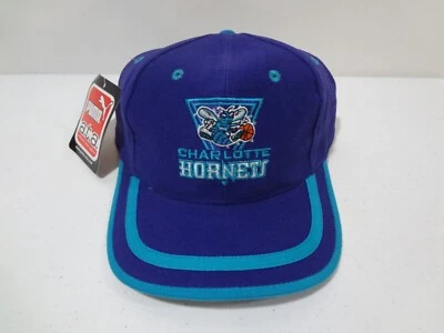 Винтажный NBA Charlotte Hornets логотип бейсболка 90-х Puma новый с Ярлыками фиолетовый / бирюзовый - Изображение 1 из 4