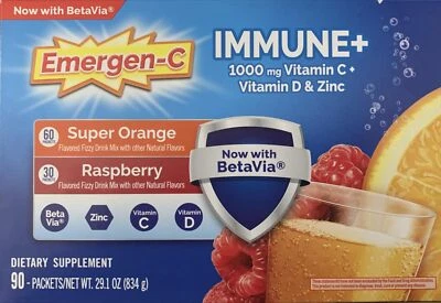 Emergen-C Immune+ 1000 mg Vitamina C + Vitamina D y Zinc, (Super Naranja 60 Foto 1 de 4