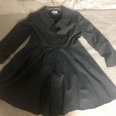 Lacey Parker 轻便羊毛合身喇叭衬里灰色外套夹克 S — 第 1/4 张图片