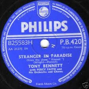 TONY BENNETT 78 STRANGER IN PARADISE /TAKE ME BACK AGAIN UK #1 PHILIPS PB 420 E- - Picture 1 of 1