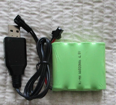 1PC 4.8V 2400mAh Ni-MH Rechargeable Battery Pack w/ USB Charger for RC Truck Car - Image 1 of 3