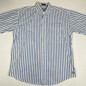 Vintage 90s Gant Salty Dog Striped Men Button Down Shirt Short Sleeve White Blue L - Bild 1 von 6