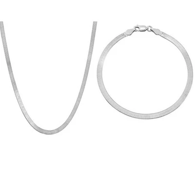 Pulsera collar cadena espiga plata esterlina (juego de 2 piezas) elegante 3,5 mm nueva con etiquetas Foto 1 de 4