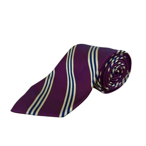 Vintage Brooks Brothers Purple Necktie Yellow & Blue Striped Design - Picture 1 of 14