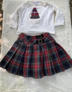 Hartstrings Baby Mädchen Urlaub Outfit 18 Monate Top & 2T karierter Rock Weihnachten lesen - Bild 1 von 7