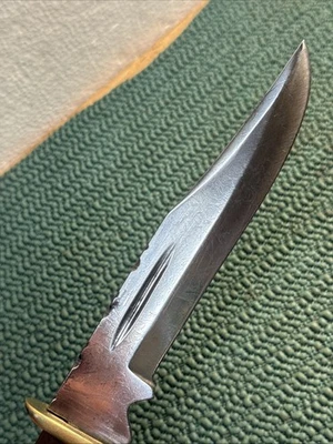 Vintage Custom Fixed Blade Hunting Knife Walnut Handle 6” Blade 10.5” Total - Image 1 of 4