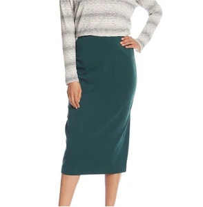EILEEN FISHER Damen großer Ponte Strick Midi Rock Piniengrün Jersey Minimalistisch - Bild 1 von 8