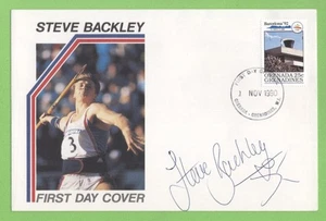 Grenada Grenadines 1990 25c Barcelona Olympics FDC, Signed Steve Backley,Javelin - Picture 1 of 1