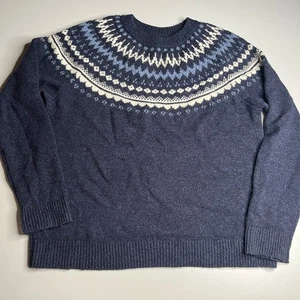 Abercrombie & Fitch Nordic Fair Isle Sweater Blue White Knit XXL Winter Vintage - Picture 1 of 6