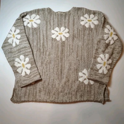 Suéter Margarita Caballete Los Ángeles Voluminoso Floral Flor Acogedor Mujeres Grande L Marrón Divertido Foto 1 de 4