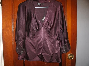 Nuevo Año Nuevo Eva Jeanbart-Lorenzotti Damas Color Vino Vestido Blusa Talla Pequeña - Imagen 1 de 5