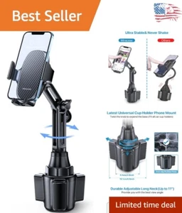 Rotatable & Adjustable Car Cup Phone Holder - Wide Compatibility & Stability - Zdjęcie 1 z 8