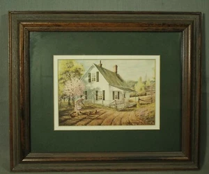 Lee Roberson framed print country house woman/girl farming chickens - Picture 1 of 3
