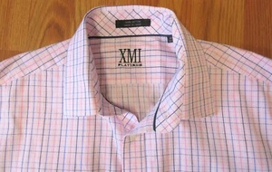 XMI PLATINUM 100% COTTON SHIRT PINK TATTERSALL Sz LARGE, L - Picture 1 of 5