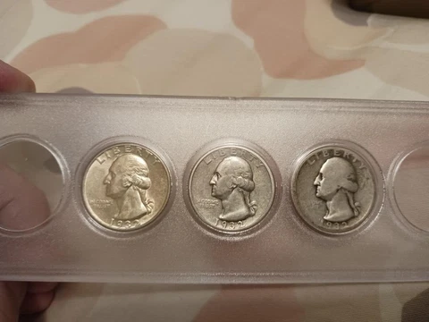 1932 P D S Washington Quarters ( 3 quarters) RARE Complete Full Set See Pics Cover