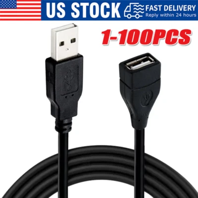 LOTE de cabo de extensão USB-USB de alta velocidade adaptador USB 2.0 cabo extensor macho/fêmea - Imagem 1 de 4