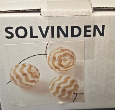 IKEA SOLVINDEN LED String Light with 12 STRIPED fabric shades indoor/outdoor - Image 1 of 4