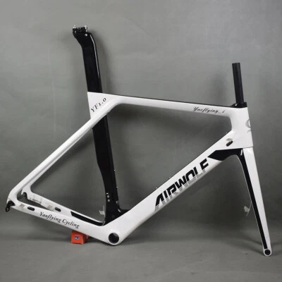 Quadro de fibra de carbono para bicicleta de estrada AIRWOLF 49-56cm conjunto de quadro de bicicleta garfo poste de assento - Imagem 1 de 4