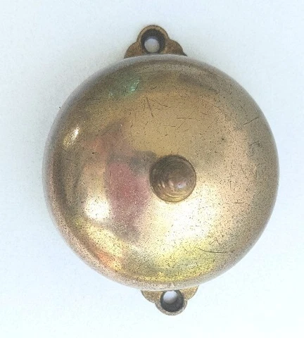 Antique Cast Iron & Brass Dome, Lever-Operated Door Bell - 3¾" 1872 Cover