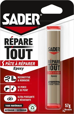 Sader Répare Tout - Pâte À Réparer Epoxy - Tous Matériaux – Intérieur/Extérieur
