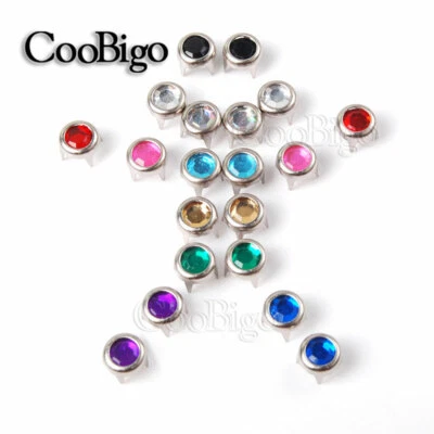 100X Clawed Rhinestone Round Plane Studs Rivet For Punk Rock Clothing Parts - Image 1 of 4