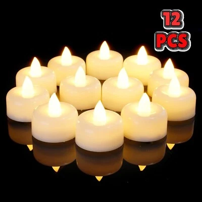 12 Pack Flameless LED Tea Lights Battery Operated Votive Candles for Decor - Image 1 of 4