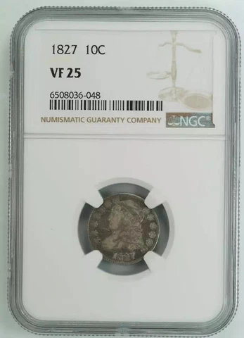 1827 CAPPED BUST DIME 10C NGC CERTIFIED VF 25 VERY FINE (048) Cover