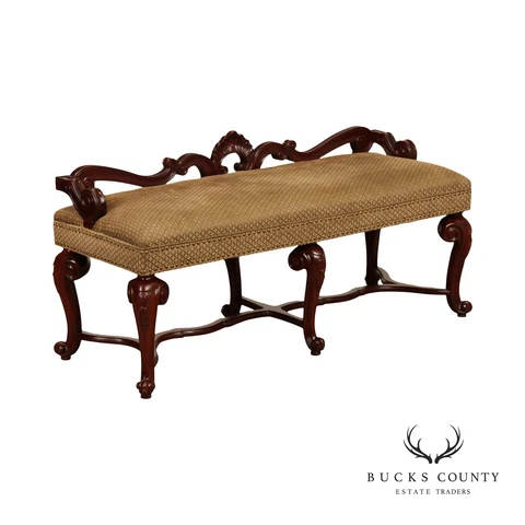 Quality Carved Mahogany Rococo Style Window Bench Cover