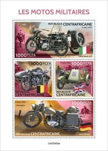 África Central - Motocicletas Militares 2022 - Hoja de 4 Sellos - CA220429a - Imagen 1 de 1