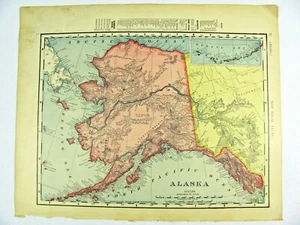 1895 Original Color Map Washington and Alaska Historic 11 x 14 State Map - Picture 1 of 2